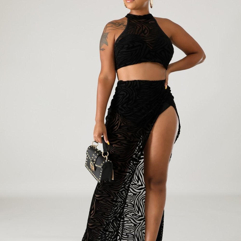 Swirl Mesh Skirt Set